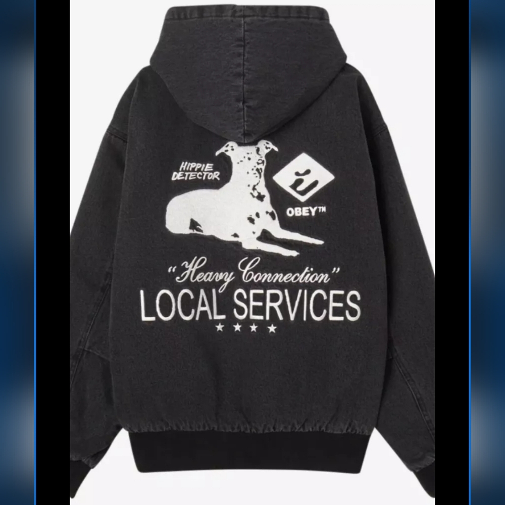 Obey SEALED! NWT! New Arrival Local Service Zip Up Hood in Faded Black. Sz XL.